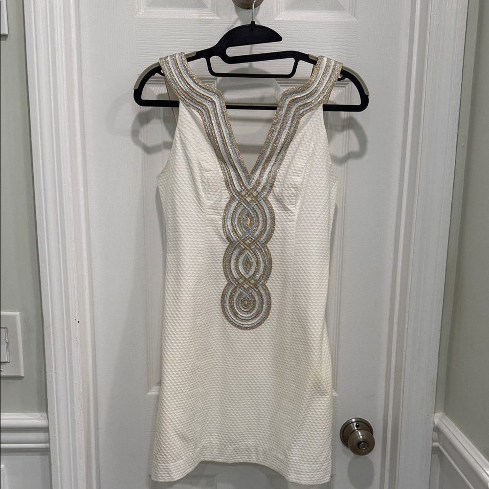 Lilly Pulitzer White Dress with Gold Accents